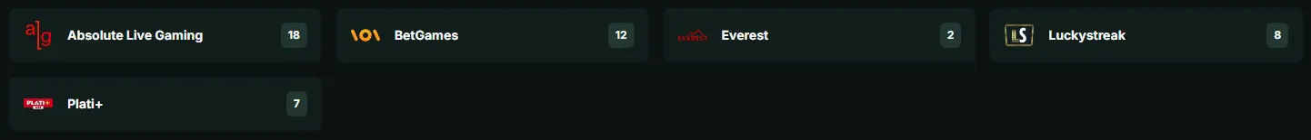 BetNjet Live Casino Main Providers