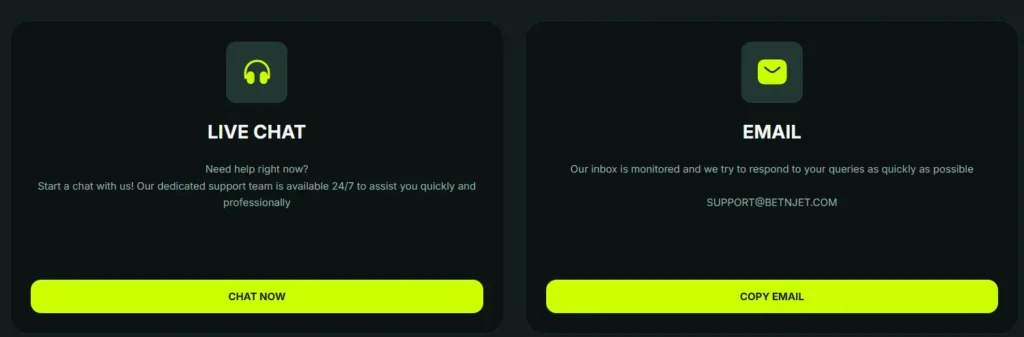 Assistance Variations at BetNjet